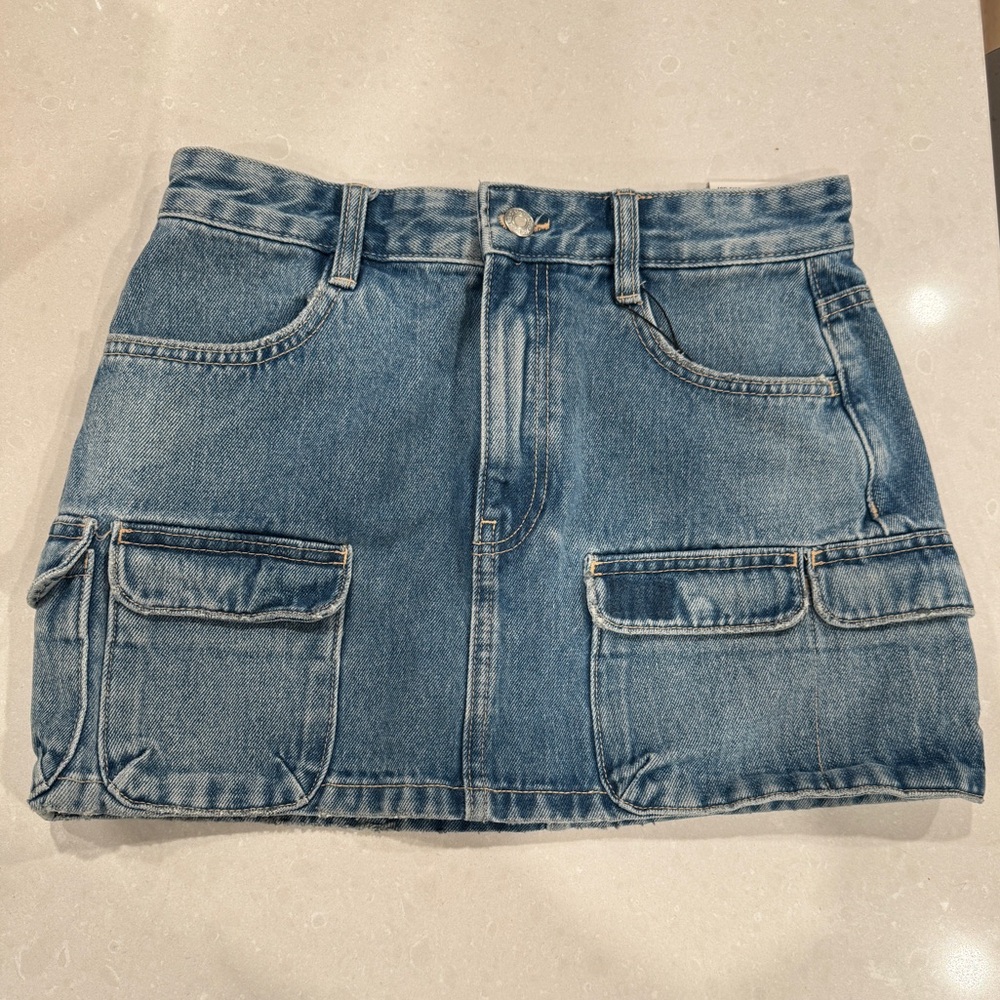 DENIM CARGO SKIRT TRF